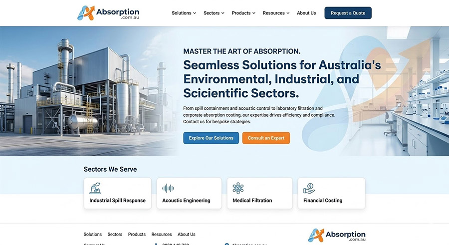 Example Landing Page for the Domain Absorption.com.au. Master the Art of Absorption