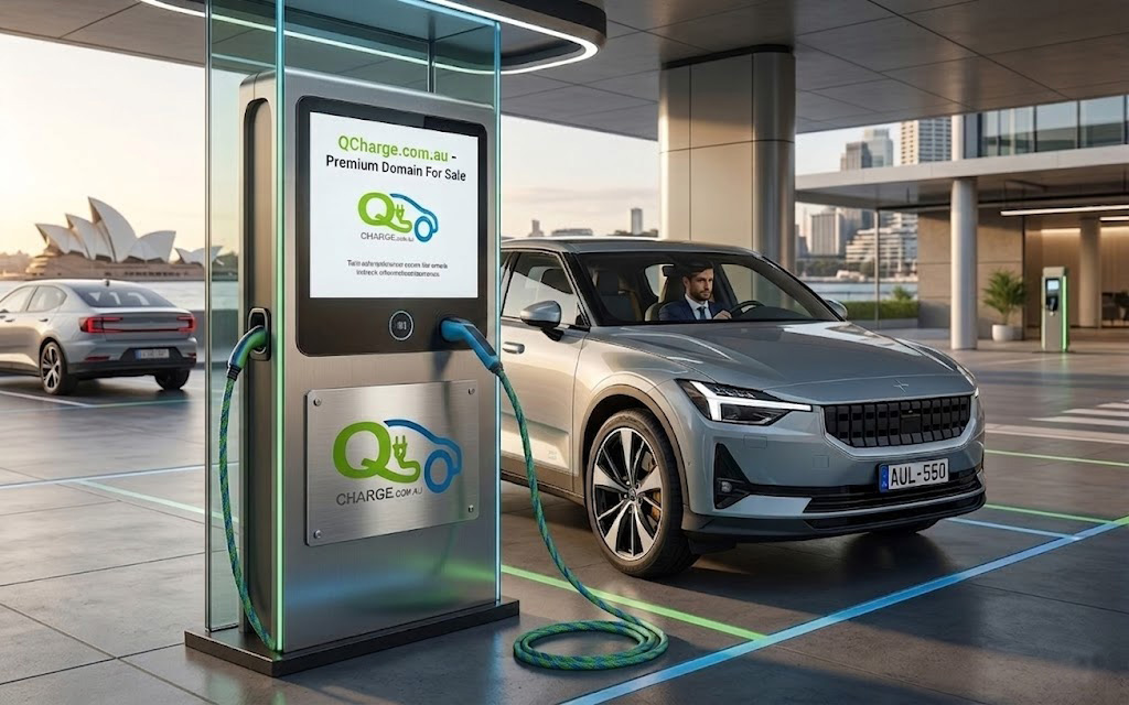 Premium Domain Name For Sale: QCharge.com.au EV Charging @ YourDomains.com.au